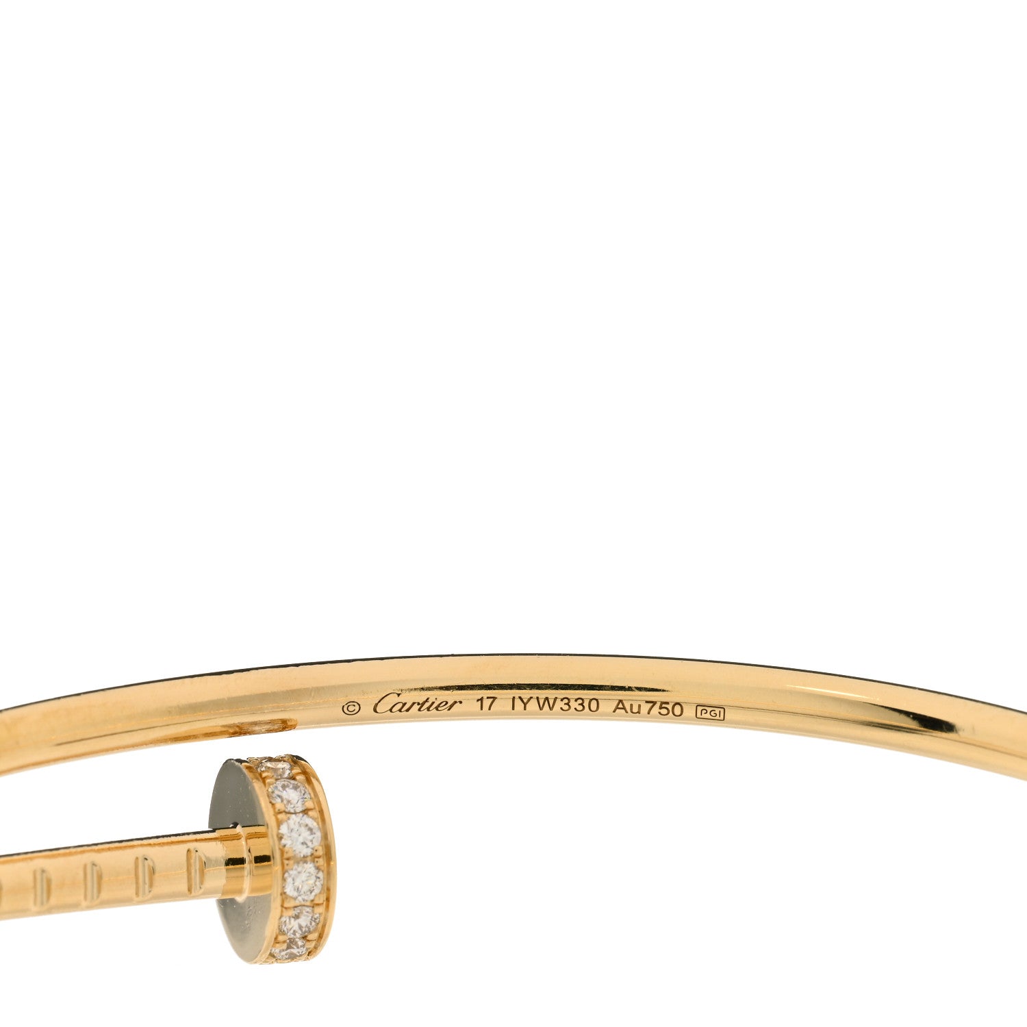 Cartier 18K Yellow Gold Diamond Small Juste Un Clou Bracelet 17 3 of 3