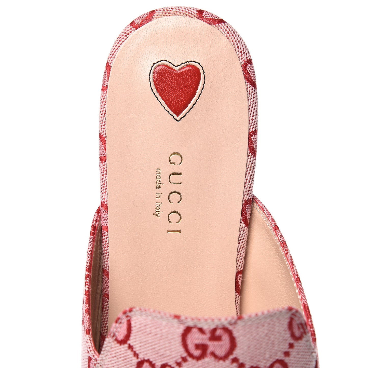 Canvas GG Monogram Horsebit Womens Princetown Slippers 39 Gardenia Hibiscus Red