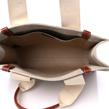 Chloe Cotton Calfskin Medium Woody Ribbon Tote White Brown 4 of 9