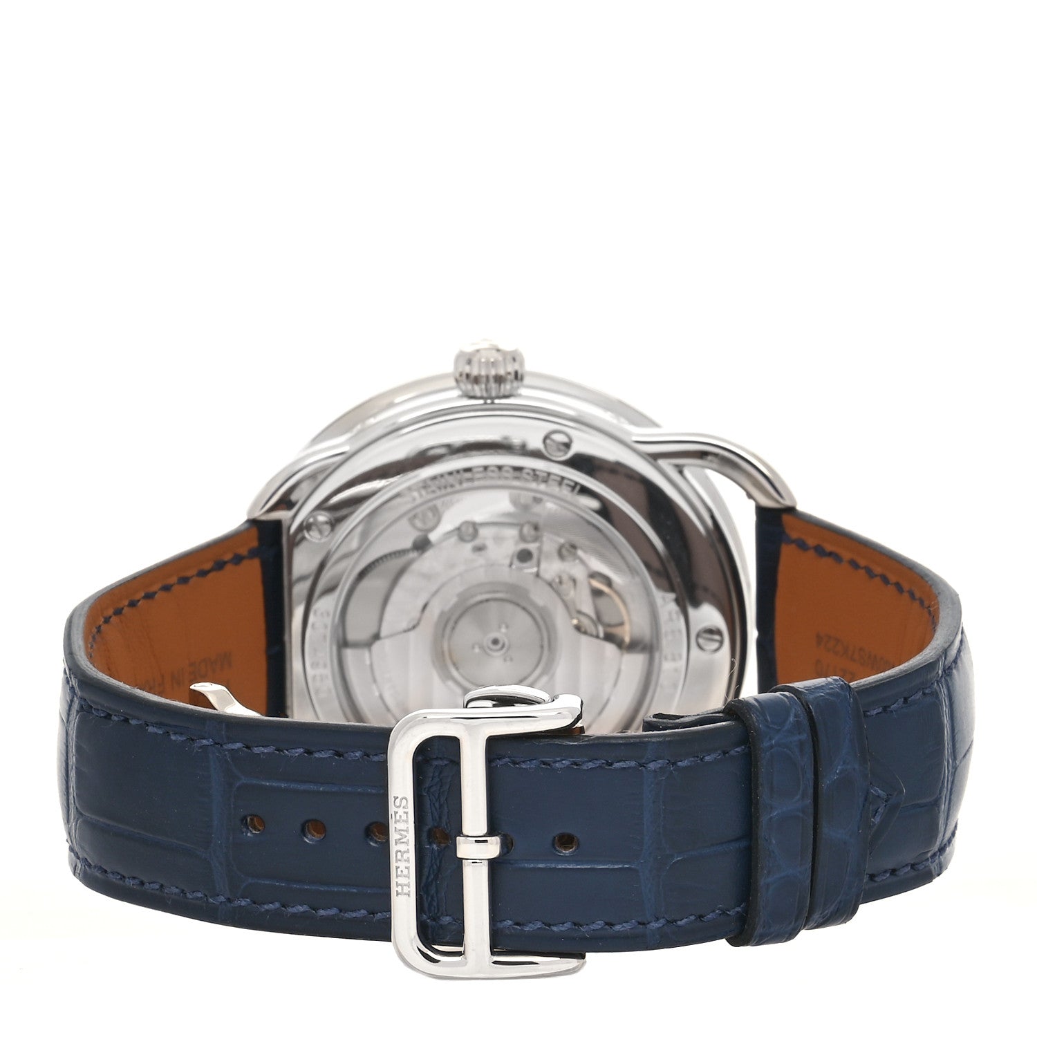 Hermes Stainless Steel Alligator 43mm Arceau Grande Lune Automatic Watch Bleu Abysse 3 of 5