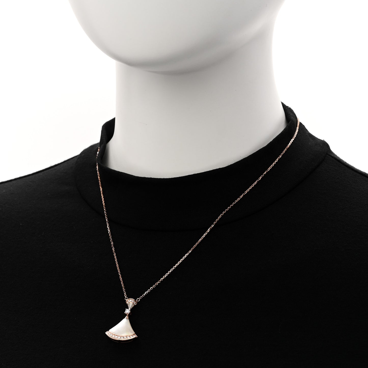 18K Rose Gold Diamond Large Mother of Pearl Divas' Dream Pendant Necklace