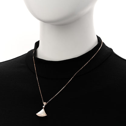 Bulgari 18K Rose Gold Diamond Large Mother of Pearl Divas' Dream Pendant Necklace 2 of 5