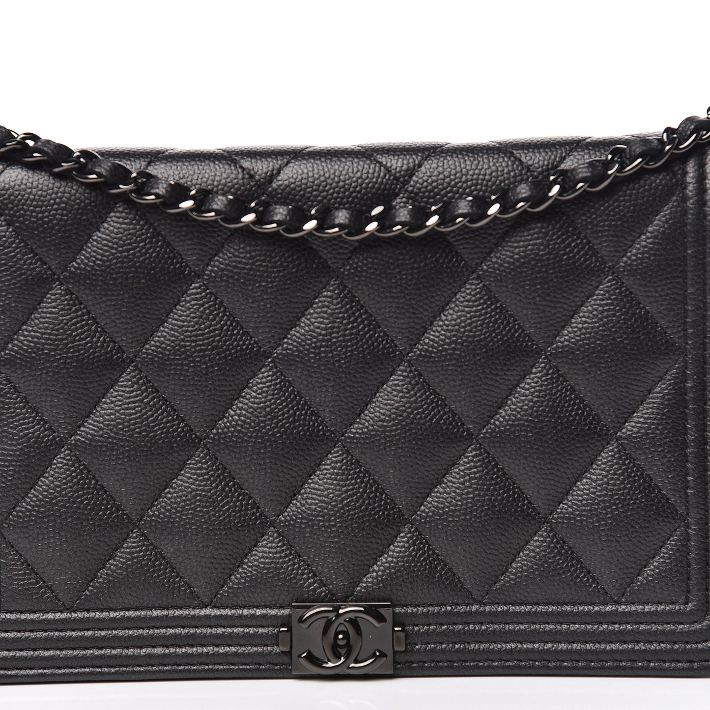 Caviar Quilted Boy Wallet On Chain WOC So Black