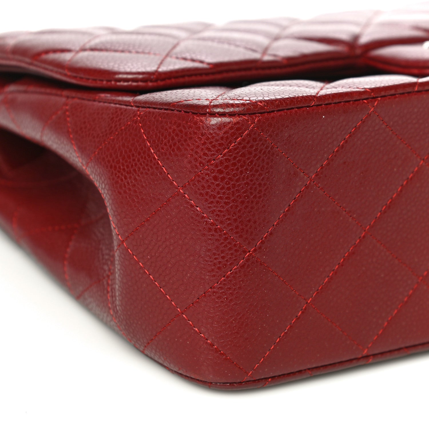 Chanel Caviar Quilted Jumbo Double Flap Dark Red 9 of 20