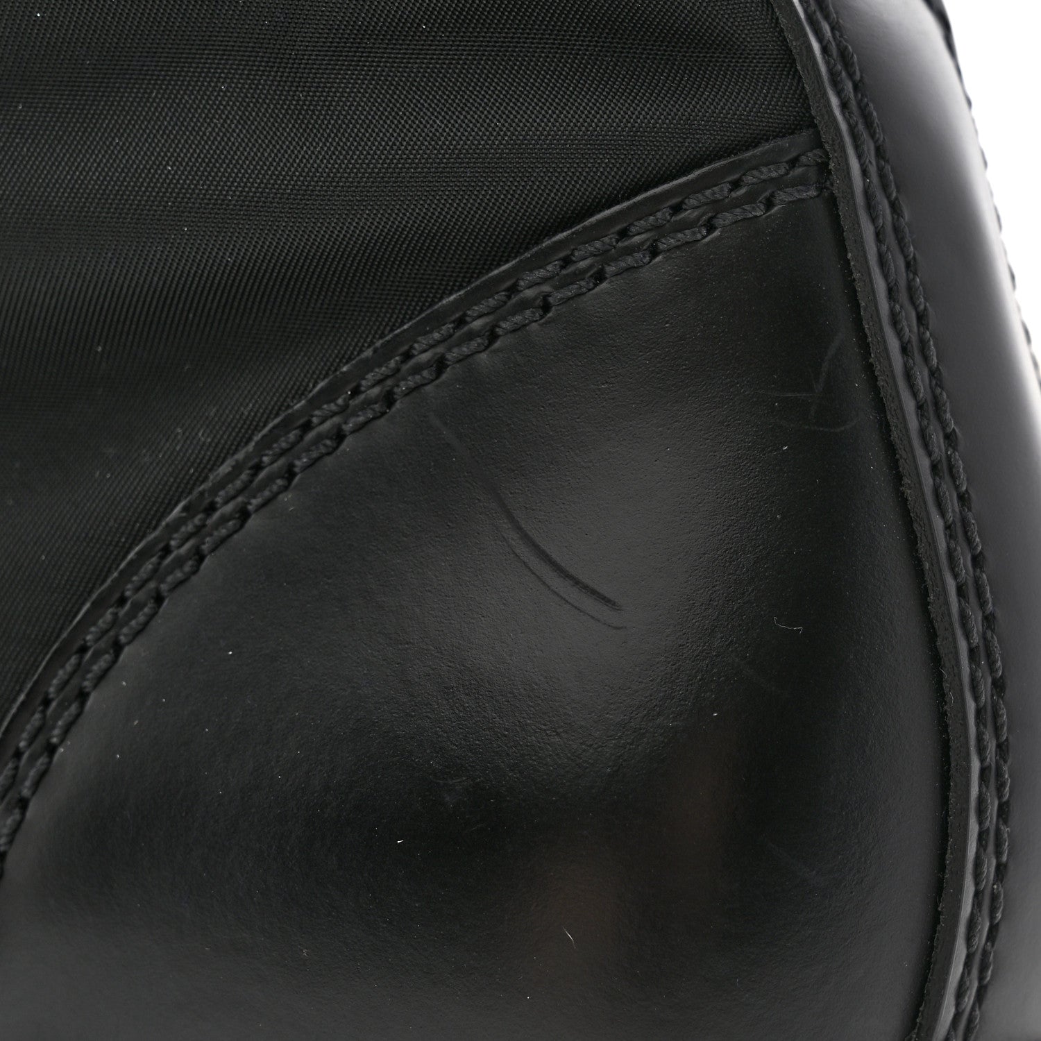 Prada Spazzolato Rois Re-Nylon Metal Triangle Logo Mens Monolith Pouch Pocket 60mm Combat Boots 7 Black 10 of 15