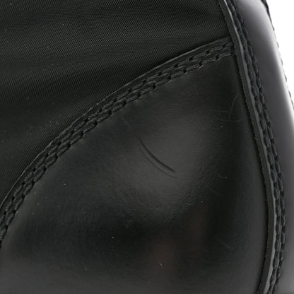 Prada Spazzolato Rois Re-Nylon Metal Triangle Logo Mens Monolith Pouch Pocket 60mm Combat Boots 7 Black 10 of 15