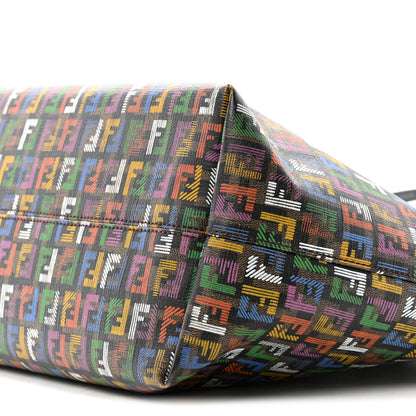 Fendi Zucca Spalmati Patent Zucchino Screen Print Medium Roll Tote Tobacco Multicolor Black 10 of 14