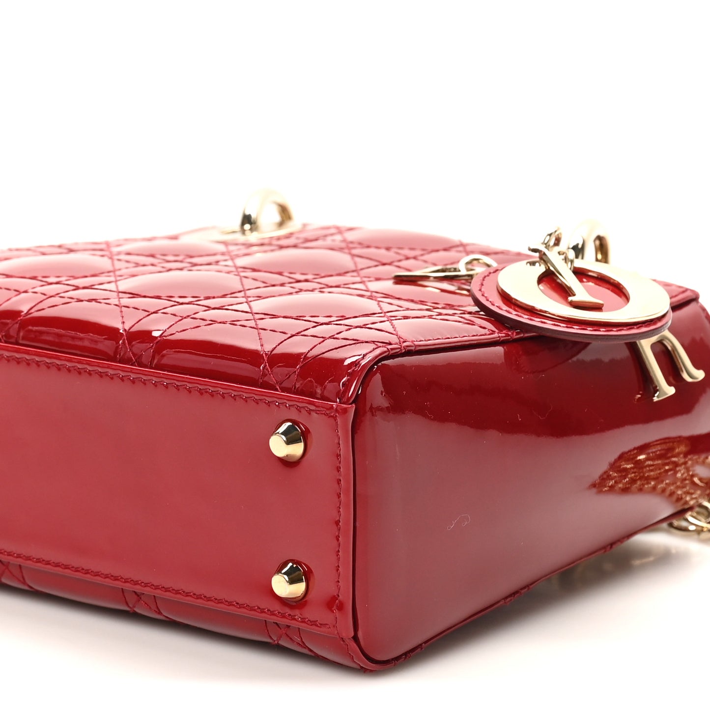 Patent Cannage Mini Lady Dior Red