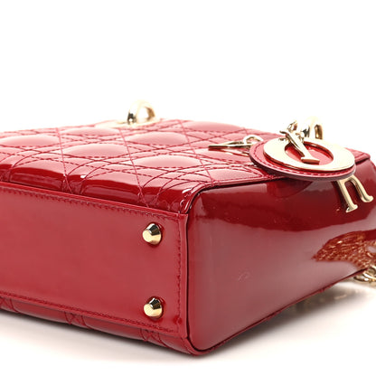 Christian Dior Patent Cannage Mini Lady Dior Red 9 of 11
