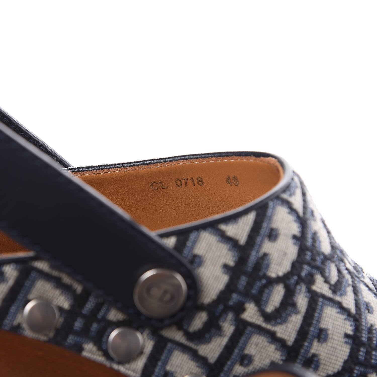 Christian Dior Canvas Oblique Diorquake 20mm Slingback Clogs 40 Deep Blue 7 of 9