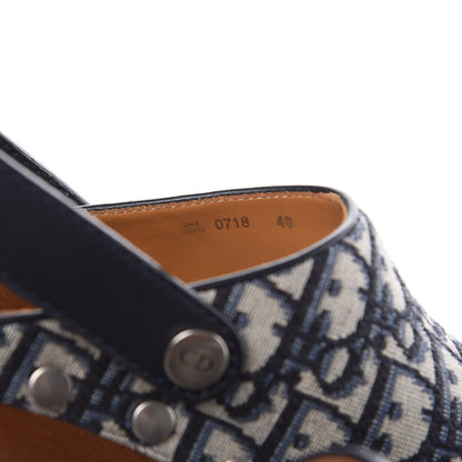 Christian Dior Canvas Oblique Diorquake 20mm Slingback Clogs 40 Deep Blue 7 of 9