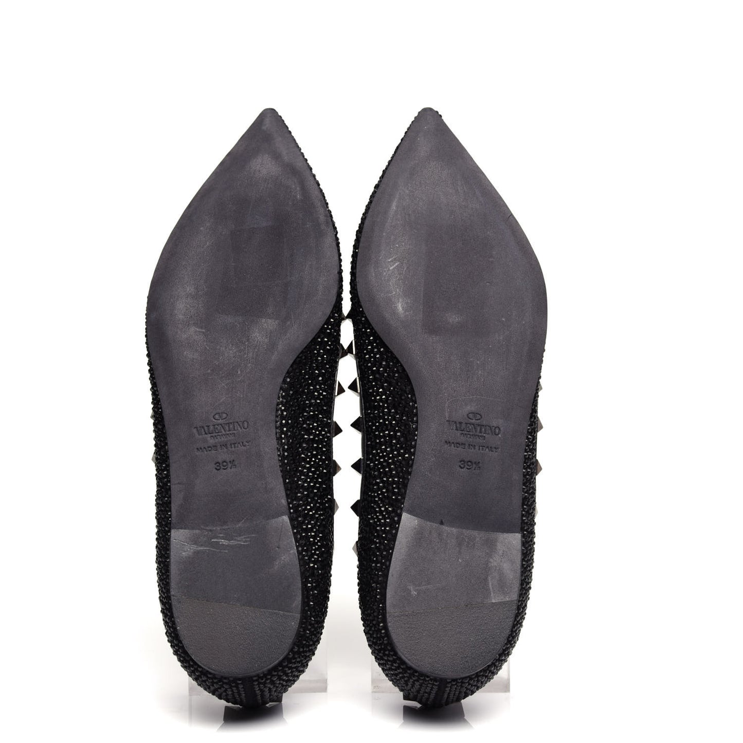 Crystal Rockstud Ballerina Flats 39.5 Black