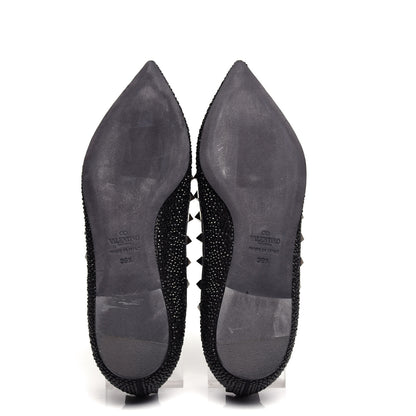 Valentino Garavani Crystal Rockstud Ballerina Flats 39.5 Black 6 of 11
