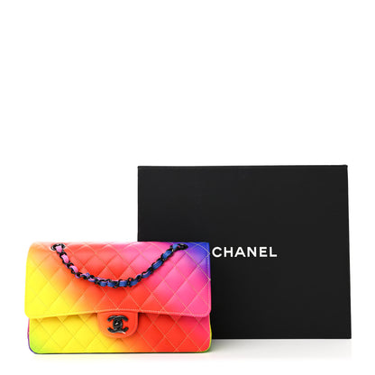 Chanel Calfskin Quilted Medium Rainbow Double Flap Multicolor 11 of 11