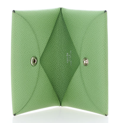 Hermes Epsom Calvi Card Case Vert Criquet 5 of 6