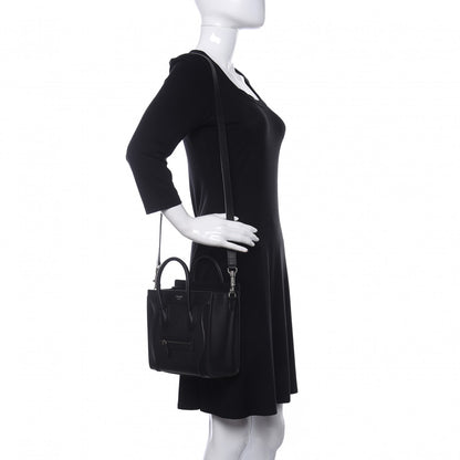 Celine Drummed Calfskin Nano Luggage Black 2 of 10
