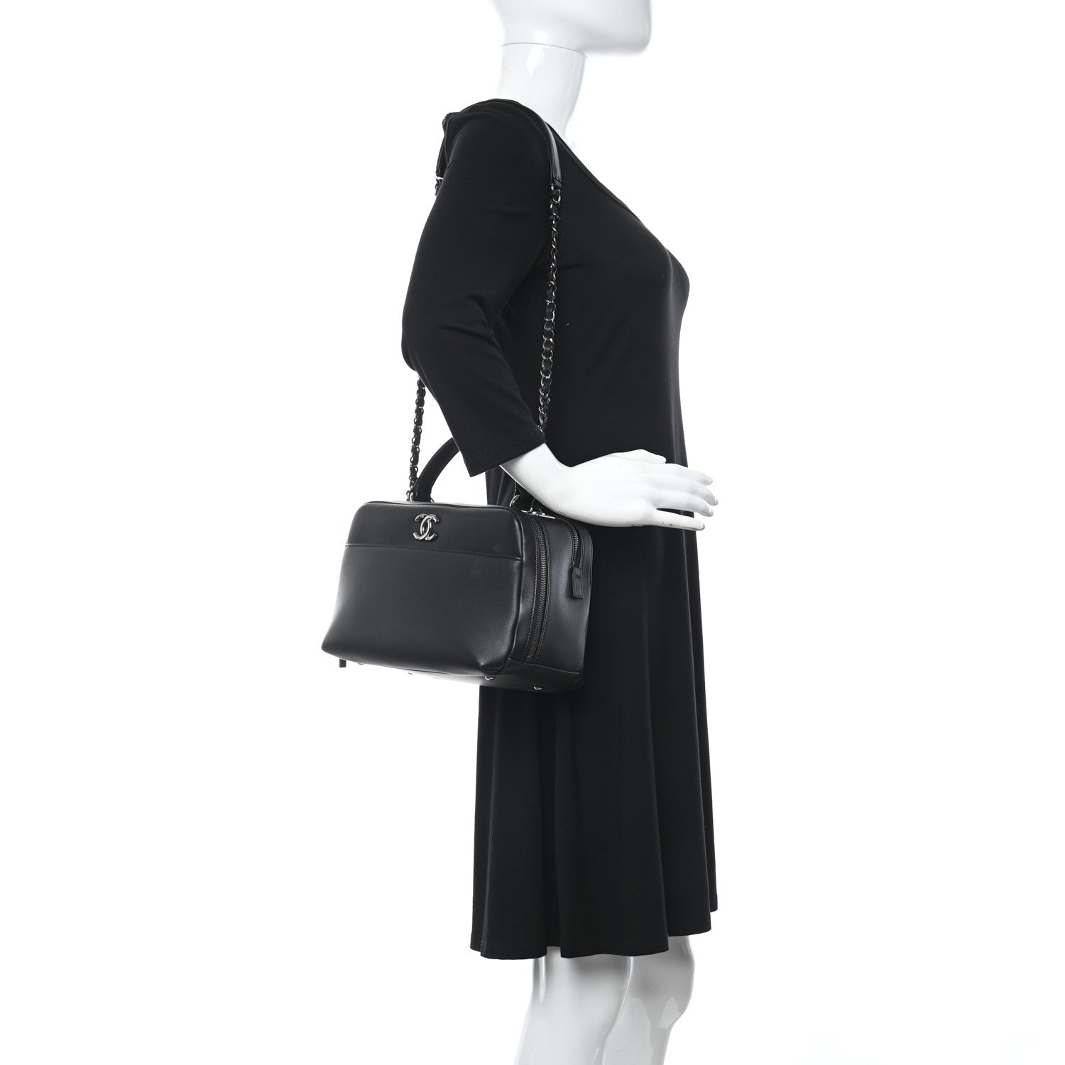 Chanel Calfskin Small Trendy CC Bowling Bag Black 2 of 9