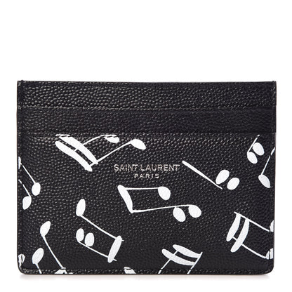 Saint Laurent Grain De Poudre Musical Notes Credit Card Case Black 1 of 7
