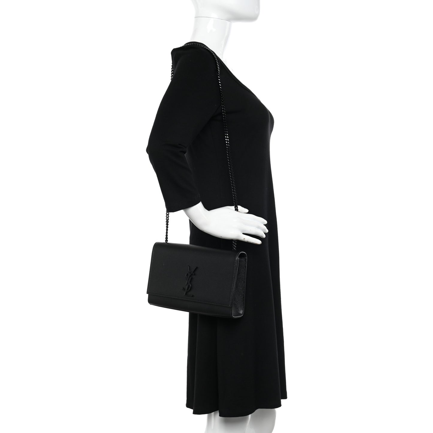 Grain De Poudre Medium Classic Monogram Monochrome Kate Satchel Black