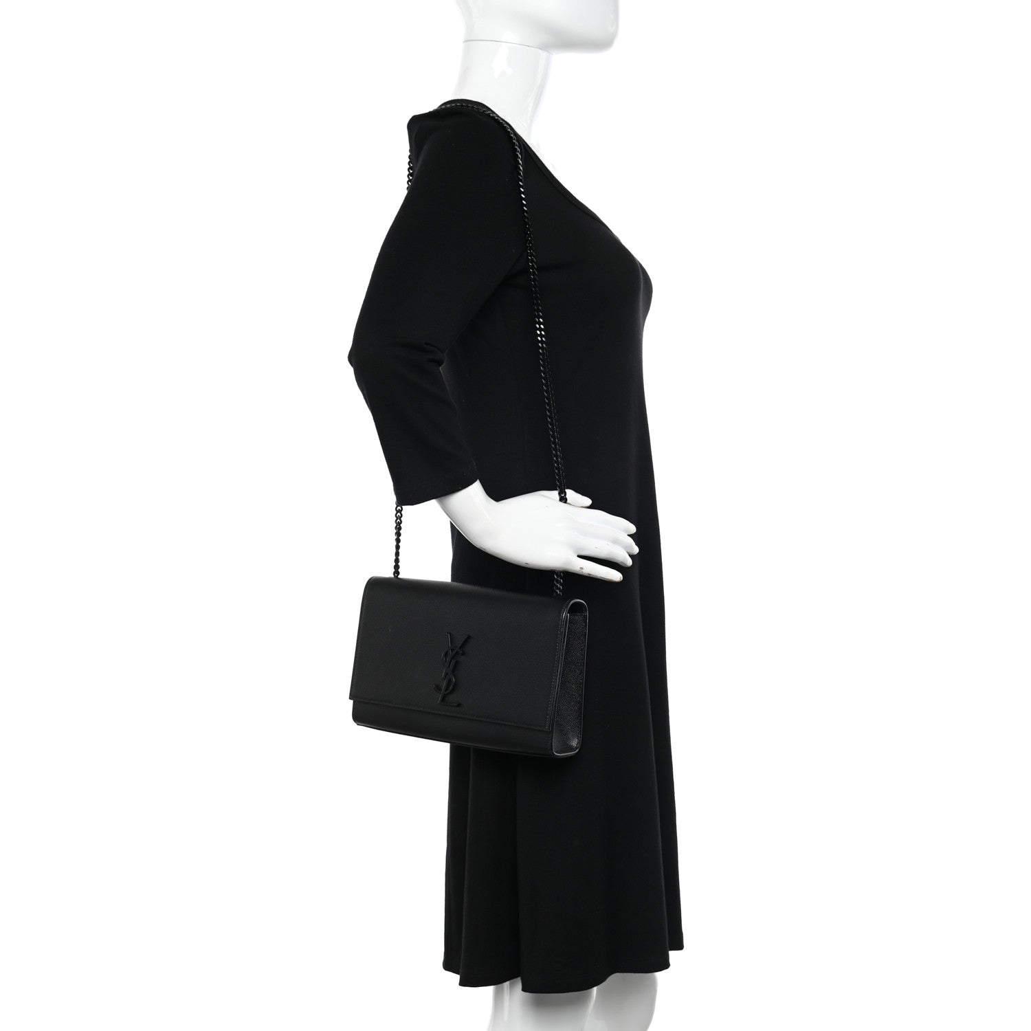 Saint Laurent Grain De Poudre Medium Classic Monogram Monochrome Kate Satchel Black 2 of 11