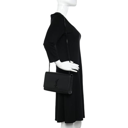 Saint Laurent Grain De Poudre Medium Classic Monogram Monochrome Kate Satchel Black 2 of 11