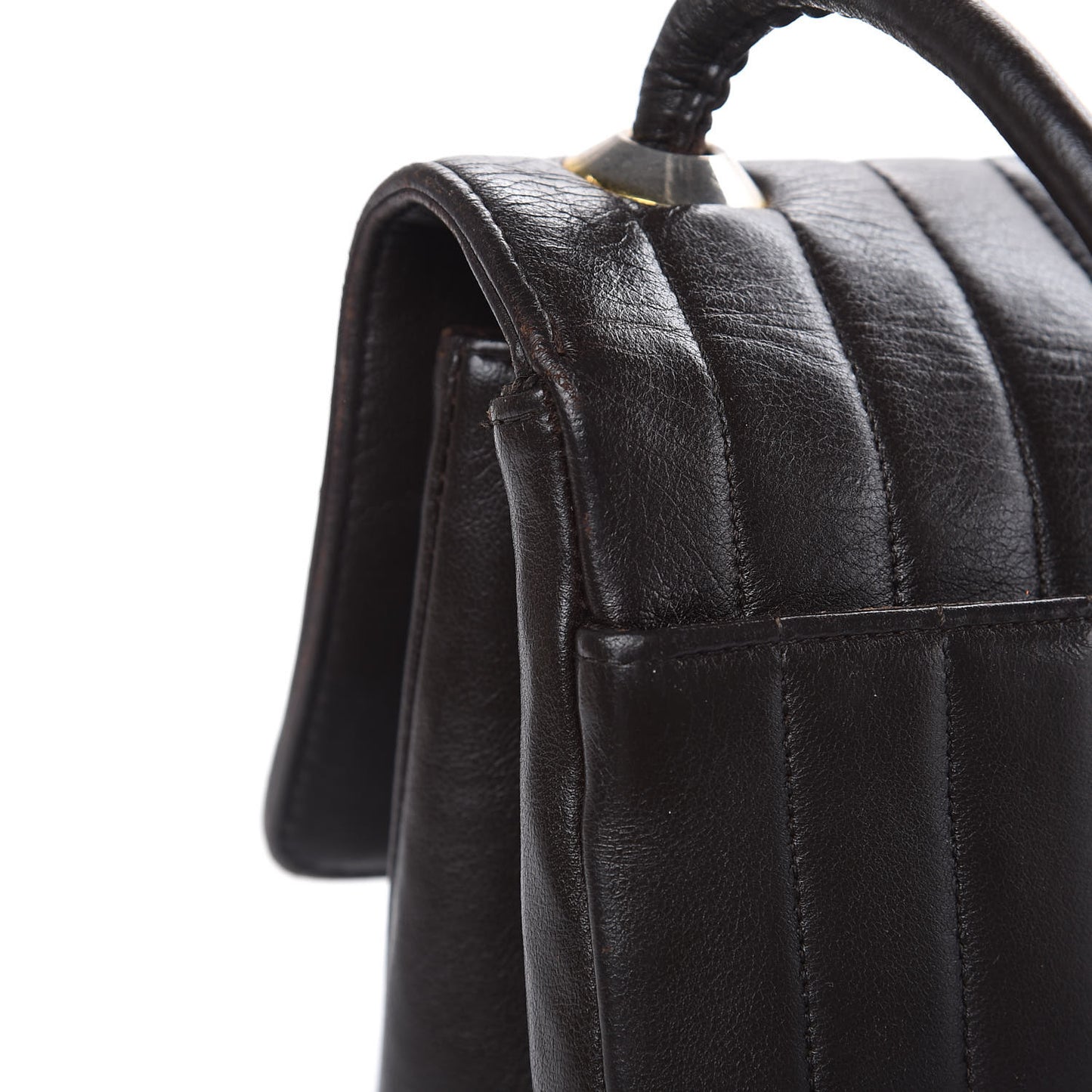 Lambskin Vertical Quilt Medium Flap Brown
