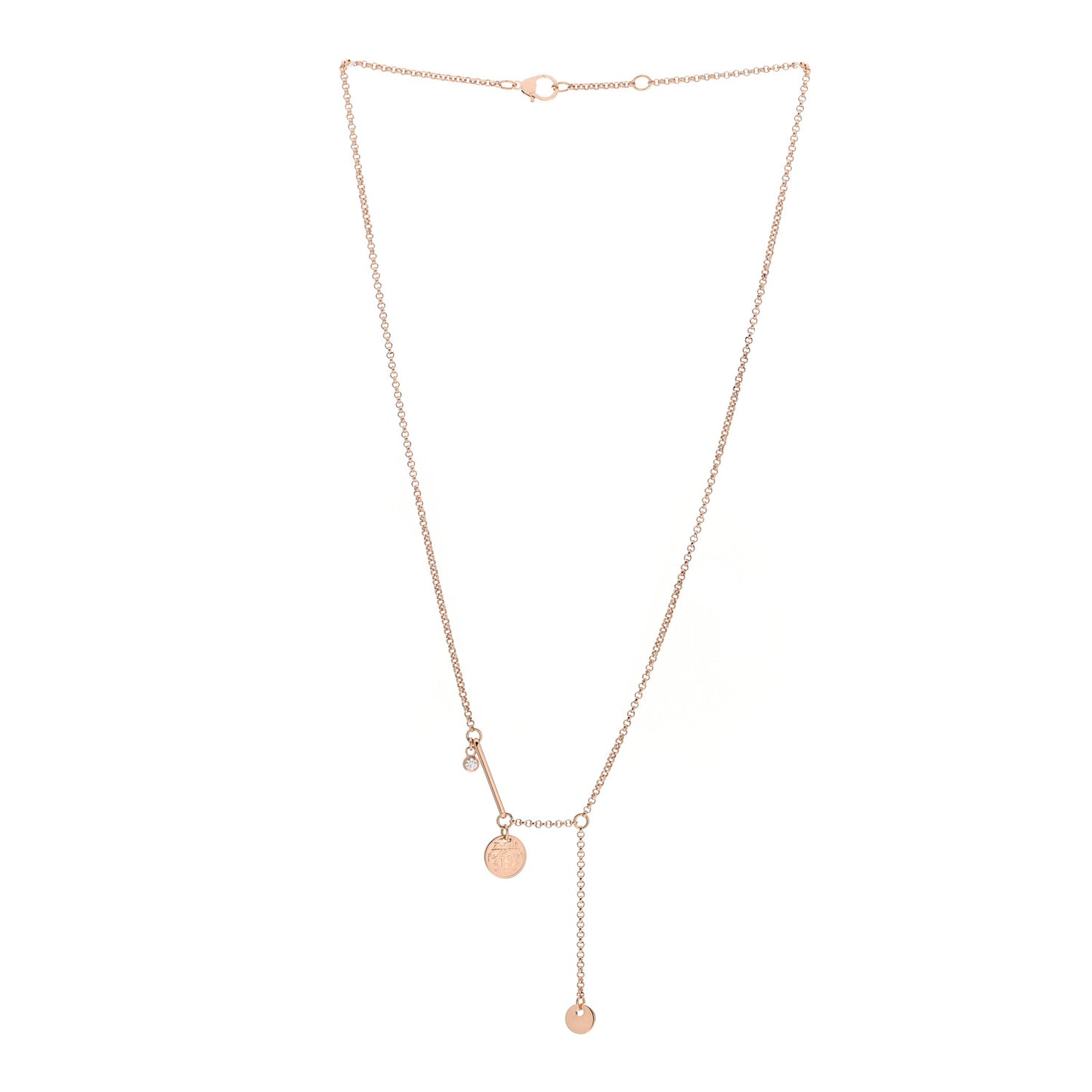18K Rose Gold Diamond PM Ex-Libris Pendant Necklace