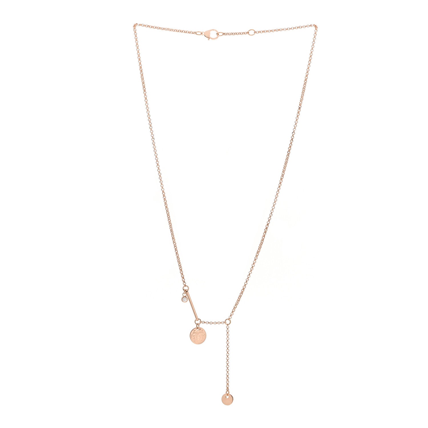 Hermes 18K Rose Gold Diamond PM Ex-Libris Pendant Necklace 3 of 5