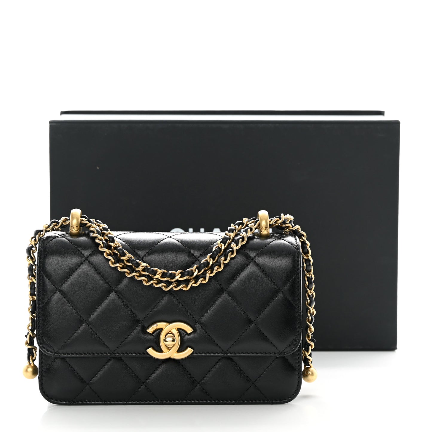 Calfskin Quilted Mini Perfect Fit Flap Black
