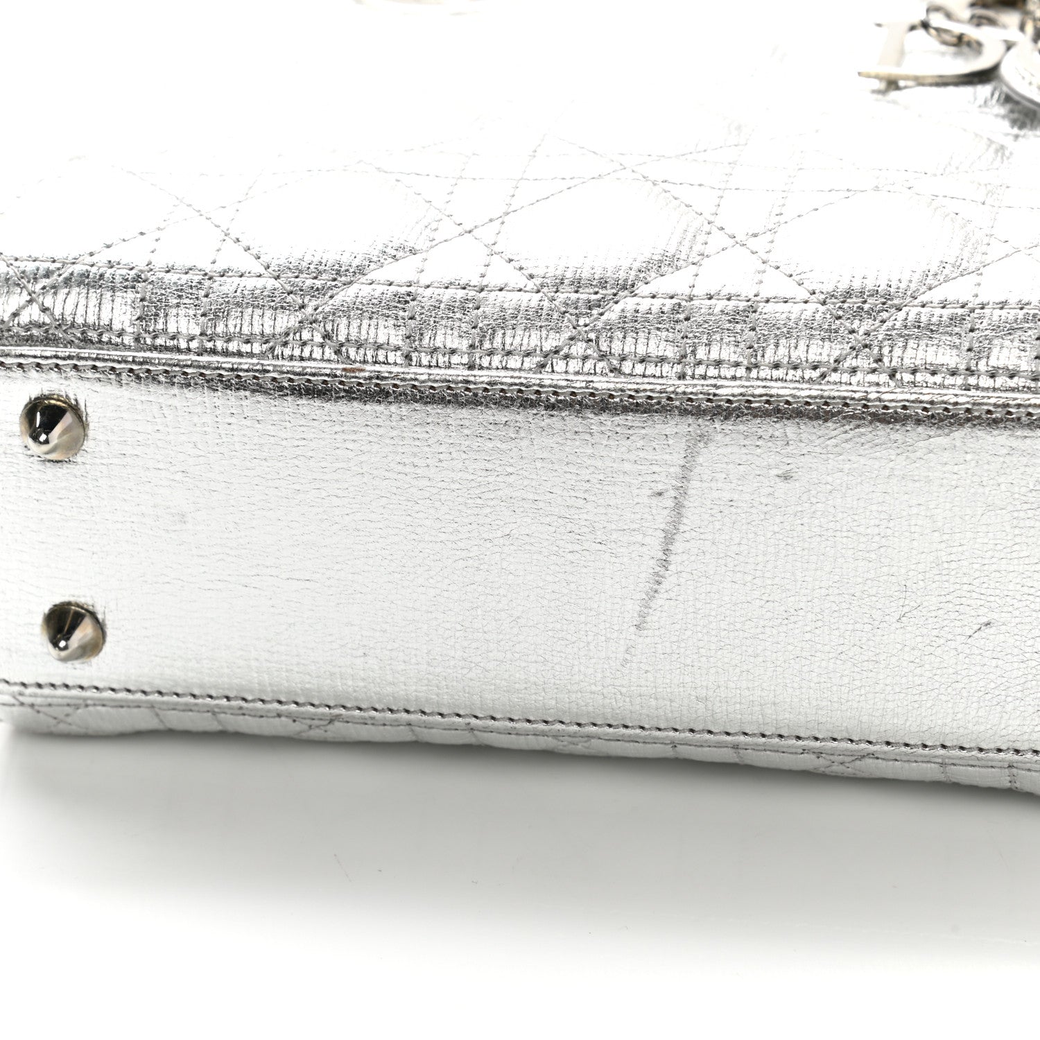 Christian Dior Metallic Grained Calfskin Cannage Small Lucky Badges My Lady Dior Silver 7 of 12