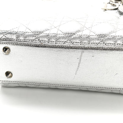 Christian Dior Metallic Grained Calfskin Cannage Small Lucky Badges My Lady Dior Silver 7 of 12