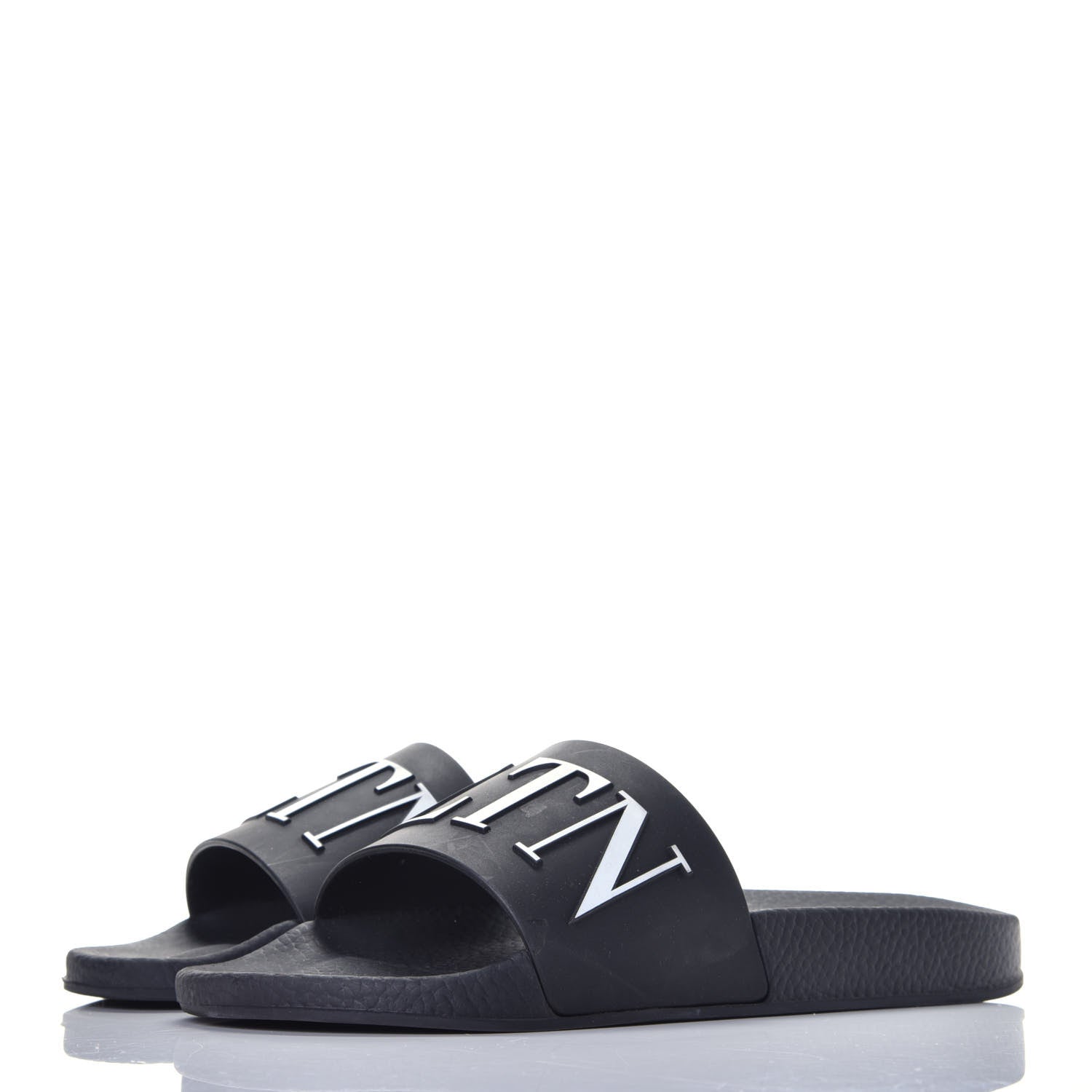 Valentino Garavani Rubber VLTN Pool Slide Sandals 39 Black 3 of 8