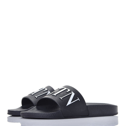 Valentino Garavani Rubber VLTN Pool Slide Sandals 39 Black 3 of 8