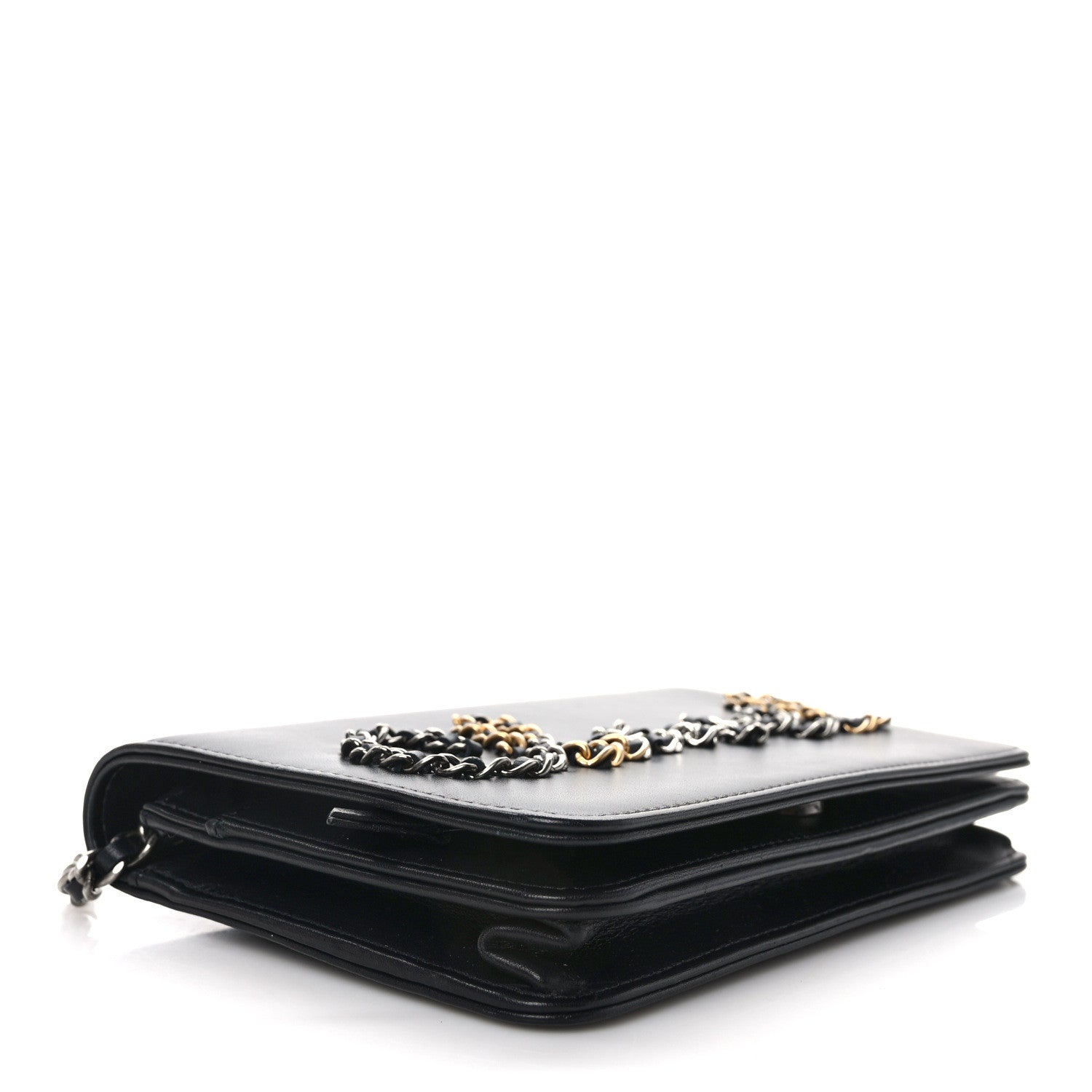 Chanel Calfskin Chain 20s Signe Wallet on Chain WOC Black 4 of 14