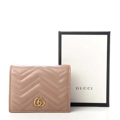 Gucci Calfskin Matelasse GG Marmont Card Case Wallet Porcelain Rose 7 of 7