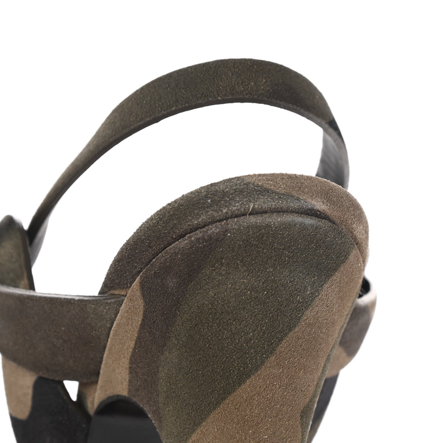 Saint Laurent Suede Camouflage Print Tribute 105 Platform Sandals 39 Green 13 of 18