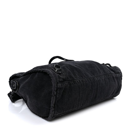 Balenciaga Washed Denim Classic Hardware Medium Le City Black 3 of 9