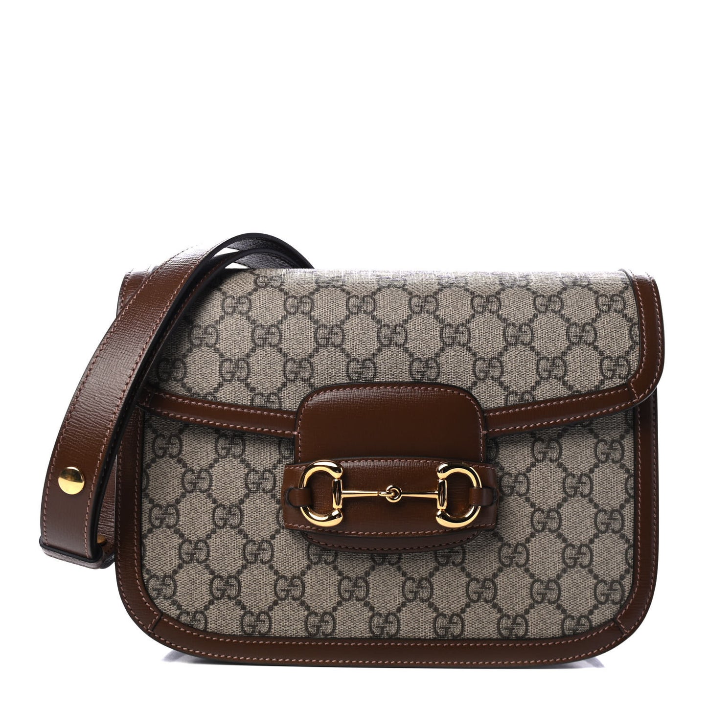GG Supreme Monogram Horsebit 1955 Shoulder Bag Beige Brown Sugar