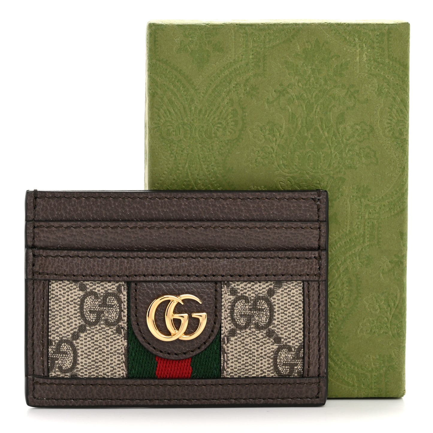 GG Supreme Monogram Ophidia Card Holder Brown