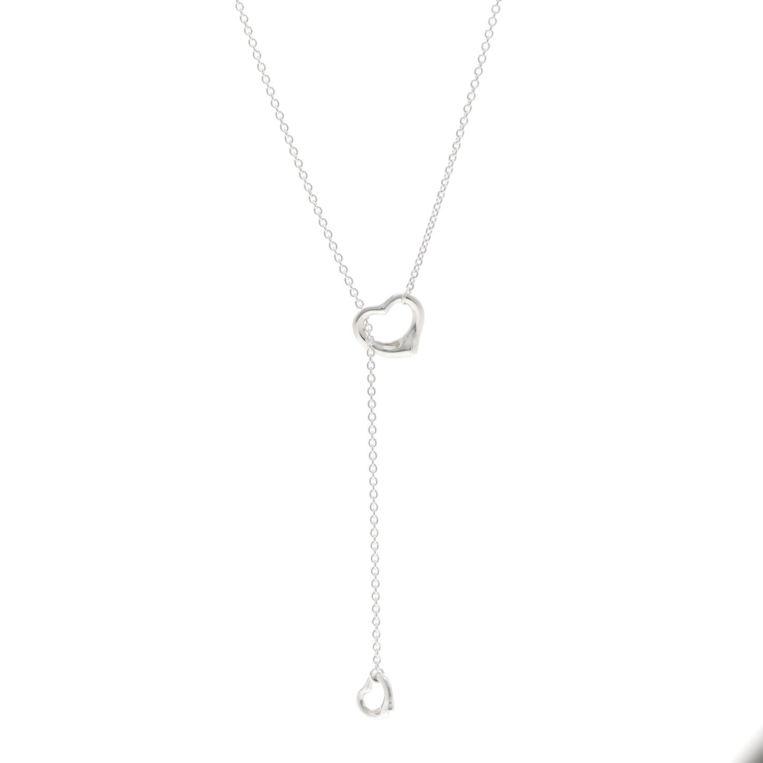 Tiffany Sterling Silver Elsa Peretti Open Heart Lariat Necklace 1 of 5