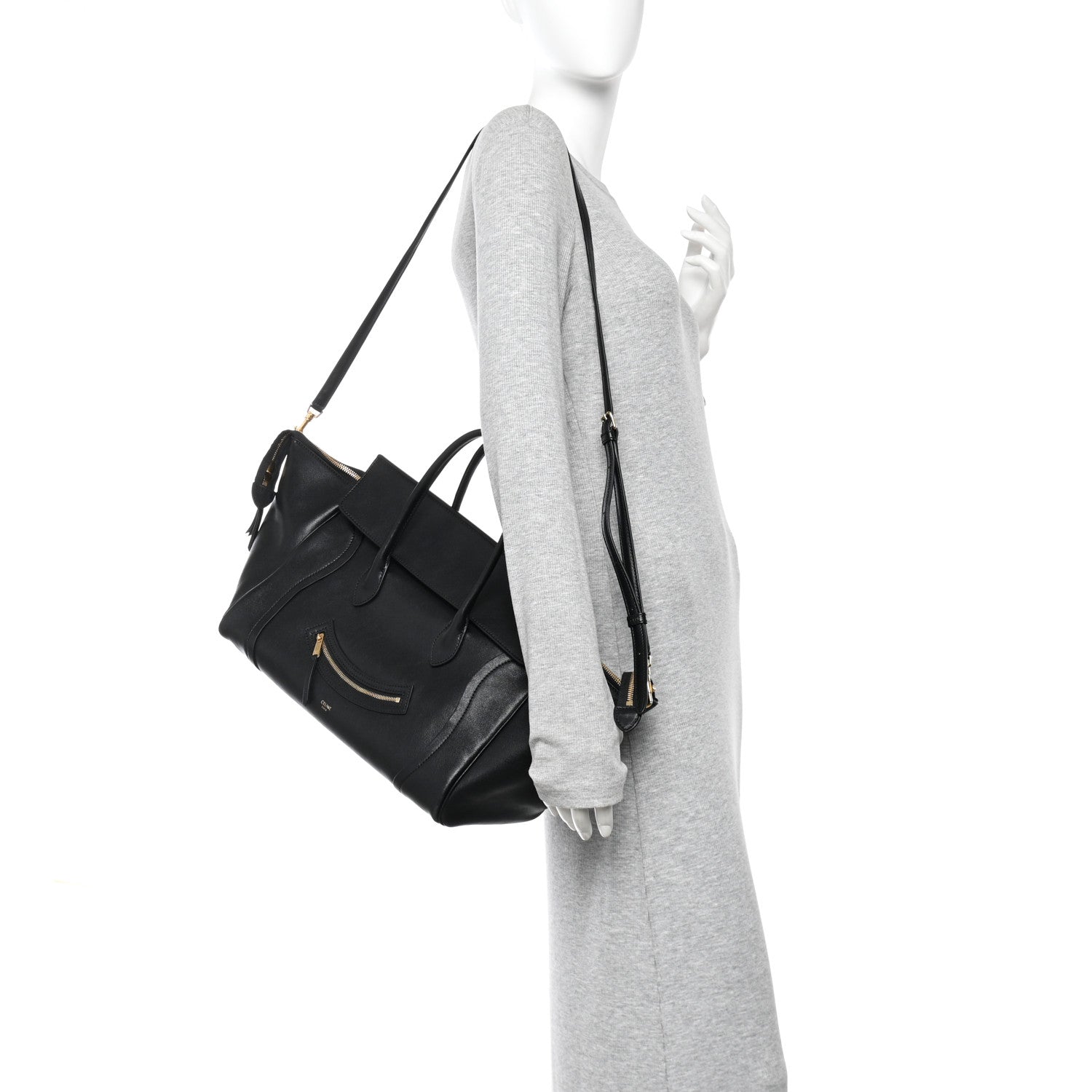 Celine Supple Shiny Lambskin Medium Smiling New Luggage Black