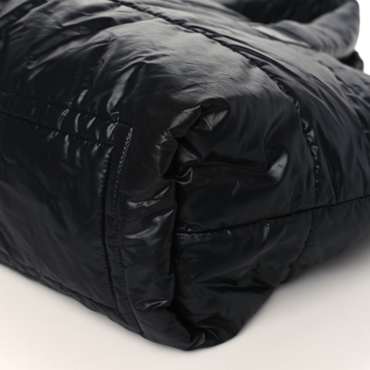 Nylon Quilted Medium Coco Cocoon Reversible Tote Black