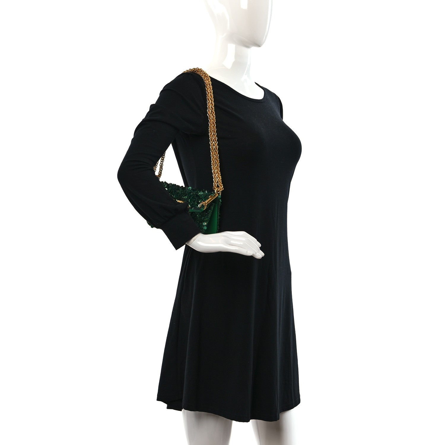 Valentino Garavani Sequin Crystal Vlogo Embroidered Small Loco Shoulder Bag Green 2 of 9