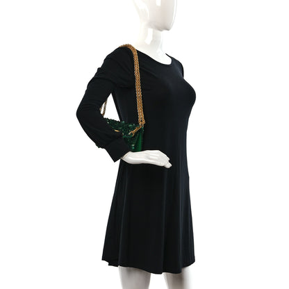 Valentino Garavani Sequin Crystal Vlogo Embroidered Small Loco Shoulder Bag Green 2 of 9