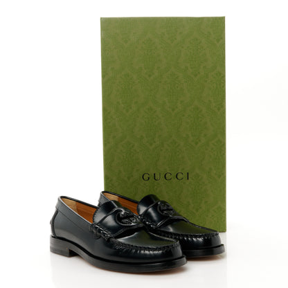 Gucci Millennial Ribot Cut Out Interlocking G Loafers 36 Black 9 of 9