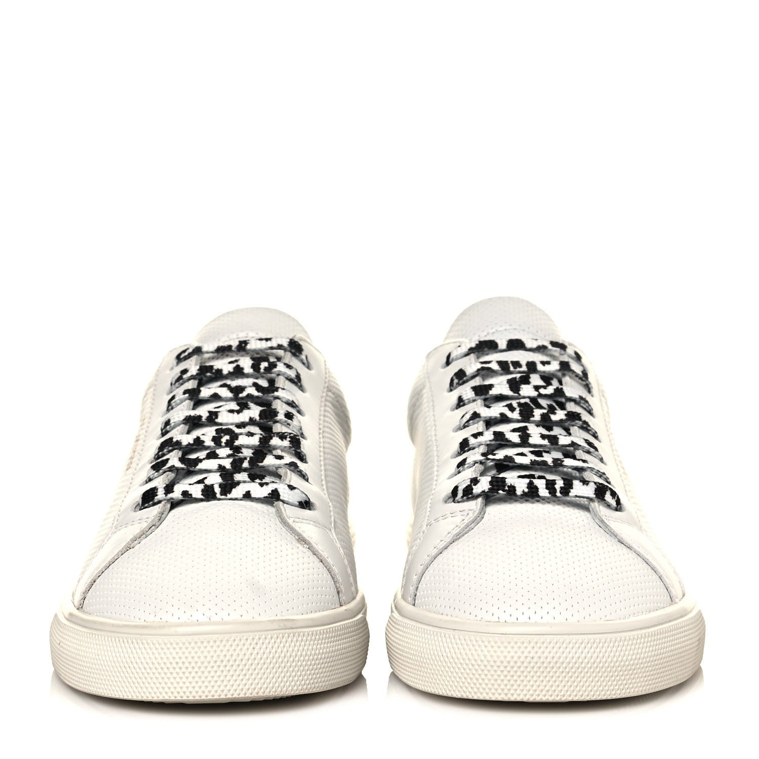 Saint Laurent Perforated Calfskin Cheetah Print Andy Low Top Sneakers 37 White Black 2 of 8