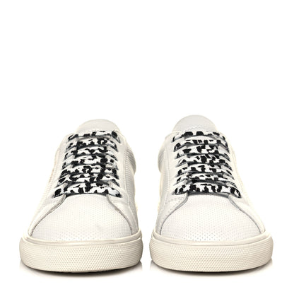 Saint Laurent Perforated Calfskin Cheetah Print Andy Low Top Sneakers 37 White Black 2 of 8