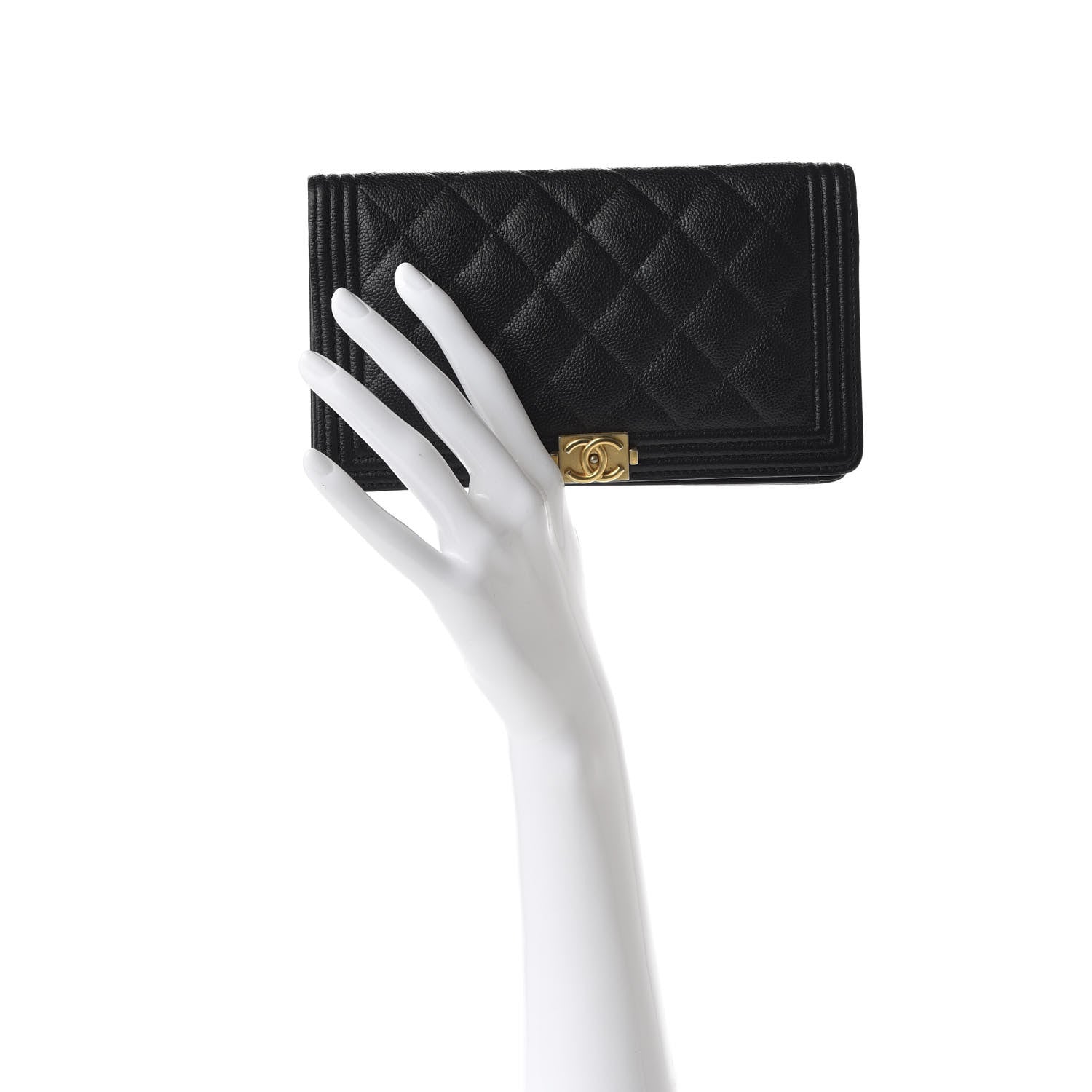 Chanel Caviar Quilted Boy Yen Wallet Black 2 of 9