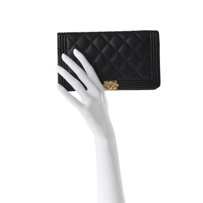 Chanel Caviar Quilted Boy Yen Wallet Black 2 of 9