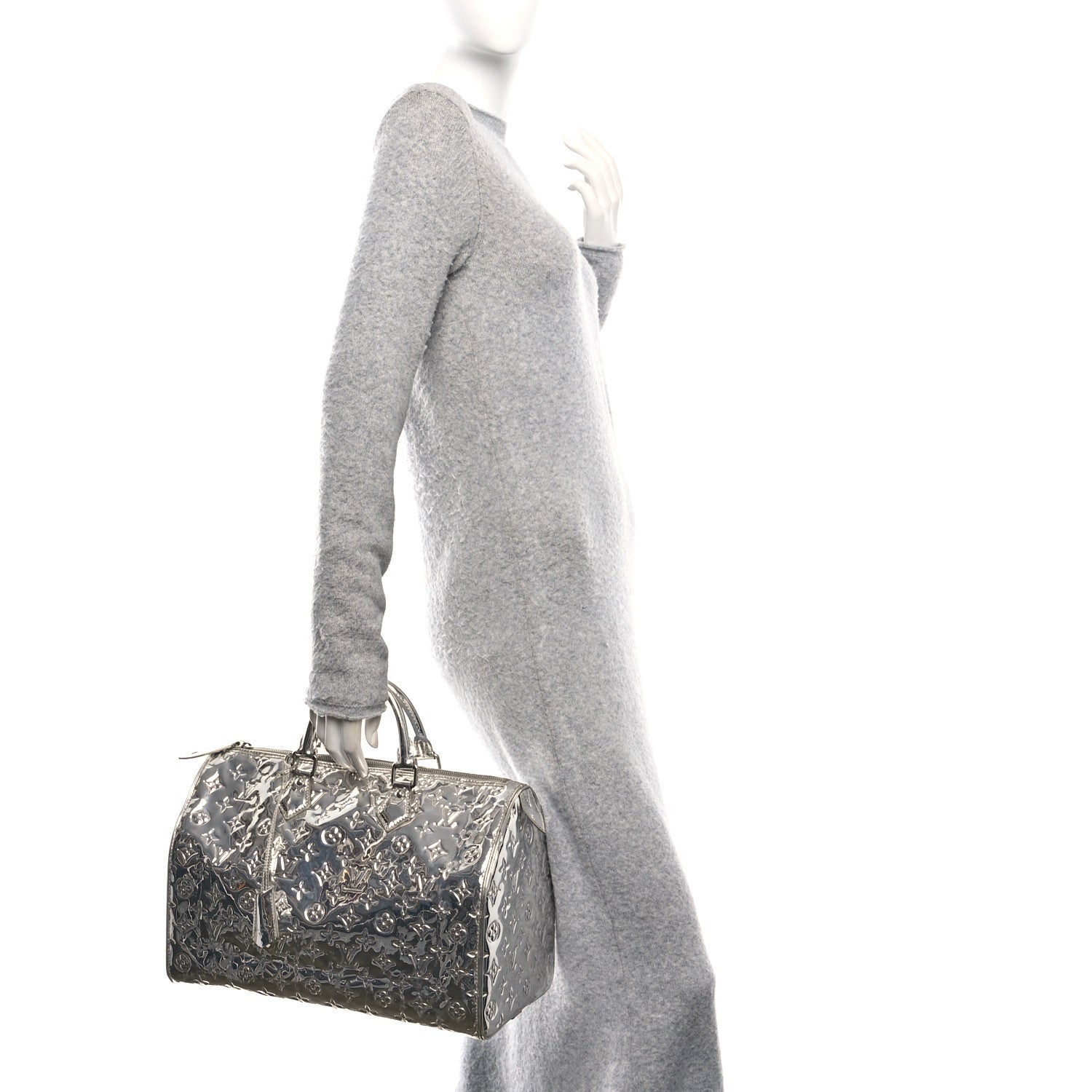 Louis Vuitton Monogram Miroir Speedy 35 Silver 2 of 9